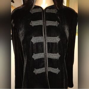 My Clothes Black Velvet Military Style Blazer, size 12